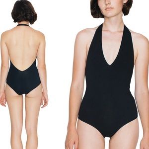 American Apparel black halter leotard size S
